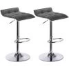 WOLTU 2 X Tabouret De Bar En Lin. Tabouret De Cuisine Avec Repose-pied. Hauteur Réglable. Gris Foncé