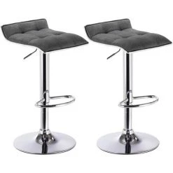 WOLTU 2 X Tabouret De Bar En Lin. Tabouret De Cuisine Avec Repose-pied. Hauteur Réglable. Gris Foncé