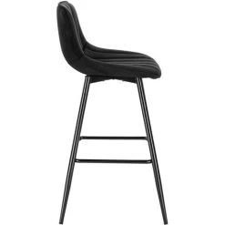 WOLTU Lot De 4 Tabourets De Bar Avec Repose-pieds. Tabouret De Bistro Siège En Velours. Pieds En Métal. Noir -banc et tabouret Soldes Boutique 44831762 4