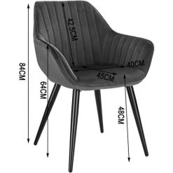 WOLTU 4 X Chaises De Salle à Manger Siège En Velours. Chaises De Cuisine Avec Accoudoir Pieds En Métal. Gris Foncé 9 WOLTU 4 X Chaises De Salle à Manger Siège En Velours. Chaises De Cuisine Avec Accoudoir Pieds En Métal. Gris Foncé -banc et tabouret Soldes Boutique 44831765 4