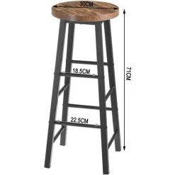 WOLTU Lot De 2 Tabourets De Bar- Pieds En Acier - Assise En MDF - Avec Repose-Pied Noir+Vintage -banc et tabouret Soldes Boutique 44831814 3