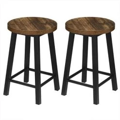 banc et tabouret Soldes Boutique 10 WOLTU Lot De 2 Chaises Salle à Manger Industrielle.30x30x45cm (LxLxH) Chaises De Cuisine En Métal Et Aggloméré.Bois Vintage