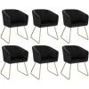 WOLTU Chaise De Salle à Manger. Lot De 6. Fabriqué En Velours Et Pieds En Métal.Chaise De Reception.Chaise Salon.Noir