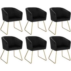 WOLTU Chaise De Salle à Manger. Lot De 6. Fabriqué En Velours Et Pieds En Métal.Chaise De Reception.Chaise Salon.Noir
