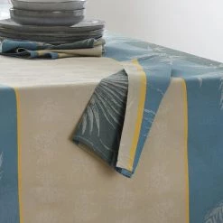 HOMEMAISON Lot De 3 Serviettes Tropicales à Jacquard Enduit Lagon 45 X 45cm - Lagon -banc et tabouret Soldes Boutique 44930794 2