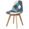 MOLOO STELLA - Chaise Scandinave Tissu Patchwork Bleu Pieds Hêtre (x1) - Multicolore -banc et tabouret Soldes Boutique 45229297 1
