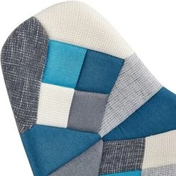 MOLOO STELLA - Chaise Scandinave Tissu Patchwork Bleu Pieds Hêtre (x1) - Multicolore -banc et tabouret Soldes Boutique 45229297 4