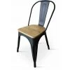 KOSMI - Chaise Noire En Métal Et Bois Clair Style Industriel Factory En Métal Noir Mat Et Assise En Bois Clair - Noir -banc et tabouret Soldes Boutique 45261886 1