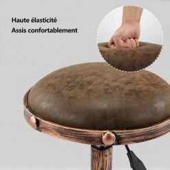 TINOR Tabouret Bar Vintage, Tabouret Roulettes, 360° Tabouret Bar Pivotant, Tabouret Bar Reglable En Hauteur 50-64cm, Tabouret Coiffure Tabouret Atelier Table Bar Tabouret -banc et tabouret Soldes Boutique 45300747 4