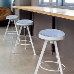 TINOR Tabouret Rond Coussins De Chaise Pour Cuisine Salle à Manger Coussins De Siège Avec Attaches Lot De 2 Coussins Antidérapants Pour Tabouret Haut Chaises Bistro Bar Siège 13 Pouces, Rayure Bleue -banc et tabouret Soldes Boutique 45300773 3