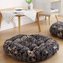 TINOR Coussins De Siège De Sol Ronds 22 "x 22", Coton Doux Lin Bohème Yoga Mandala Méditation Pouf Tatami Coussin De Sol Pour Salon Adultes Et Enfants Coins De Lecture Décontractés, éléphant