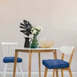 TINOR Coussins De Chaise Remplis D'EPE Lot De 2 Coussins D'appoint Rembourrés Touffetés 20 X 20 Pouces Coussins D'intérieur Et D'extérieur épais Tatami De Couleur Unie, Bleu Marine -banc et tabouret Soldes Boutique 45301086 3