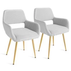 LUCKZON Chaise De Salle à Manger Scandinave Lot De 2 Fauteuils Chaises Avec Or Pied En Métal - Gris -banc et tabouret Soldes Boutique 45345275 3