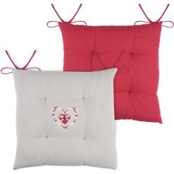 HOMEMAISON Galette De Chaise Avec Cœur Brodé Rouge 40 X 40 Cm - Rouge
