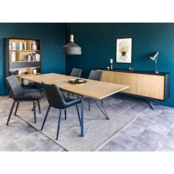 LES TENDANCES Chaise Tissu Anthracite Et Pieds Métal Noir Moritz - Lot De 4 -banc et tabouret Soldes Boutique 45429973 2