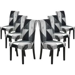 SUPERMARKET Housse De Chaise Extensible 6 Pièces, Couverture De Salle à Manger Amovible Lavable Revêtement De Chaise Pour Salle à Manger Bouquet De Mariage Moderne, Hôtel, Décor De Restaurant,Noir&Blanc，Superma