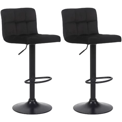 CLP Lot De 2 Tabourets De Bar Feni En Velours Noir 3 CLP Lot De 2 Tabourets De Bar Feni En Velours Noir