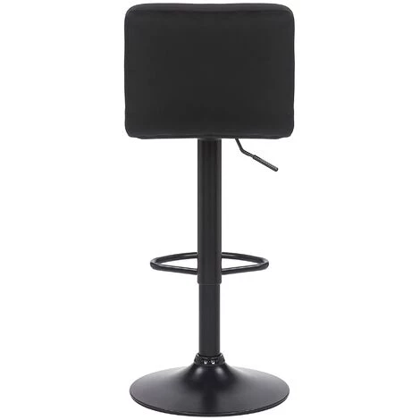 CLP Lot De 2 Tabourets De Bar Feni En Velours Noir 6 CLP Lot De 2 Tabourets De Bar Feni En Velours Noir – Image 4