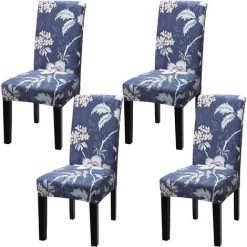 ELLE Housse De Chaise Extensible Pour Salle à Manger Protection De Chaise Imprimée Maison Hôtel Mariage Réunion