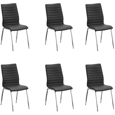 Lot De 6 Chaises Salle à Manger Noires - Londres - Designetsamaison - Noir 3 Lot De 6 Chaises Salle à Manger Noires - Londres - Designetsamaison - Noir