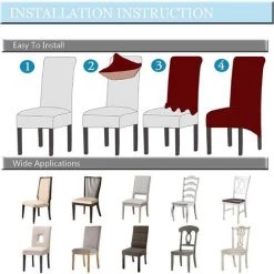 ELLE Grande Housse De Chaise De Salle à Manger Jacquard Extensible (Beige1, 2 Pièces) -banc et tabouret Soldes Boutique 45690734 3