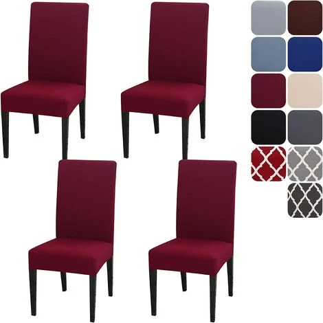 ELLE Housse De Chaise Extensible Lot De 4 , Couverture Protecteur De Chaise Salle A Manger Universel Amovible Lavable Moderne Durable Pour Maison Hotel Restaurant Fete Banquet Cuisine Decoration,rouge 3 ELLE Housse De Chaise Extensible Lot De 4 , Couverture Protecteur De Chaise Salle A Manger Universel Amovible Lavable Moderne Durable Pour Maison Hotel Restaurant Fete Banquet Cuisine Decoration,rouge