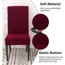 ELLE Housse De Chaise Extensible Lot De 4 , Couverture Protecteur De Chaise Salle A Manger Universel Amovible Lavable Moderne Durable Pour Maison Hotel Restaurant Fete Banquet Cuisine Decoration,rouge 11 ELLE Housse De Chaise Extensible Lot De 4 , Couverture Protecteur De Chaise Salle A Manger Universel Amovible Lavable Moderne Durable Pour Maison Hotel Restaurant Fete Banquet Cuisine Decoration,rouge -banc et tabouret Soldes Boutique 45690765 5