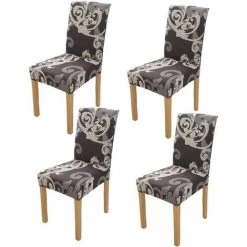 ILOVEMILAN 4 Pièces Housses De Chaise De Salle à Manger Couverture De Chaise Extensible Amovible Lavable élastique Pour Un Ajustement Universel(le Noir)