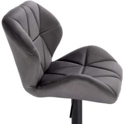 WOLTU 1xTabouret De Bar Réglable En Hauteur Avec Dossier. Siège Rembouré En Velours. Pied En Métal. Gris Foncé -banc et tabouret Soldes Boutique 45754241 4