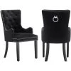 LIFE INTERIORS Lot De 2 Chaises Capitonnées En Velours Noires - Avec Accoudoirs - Style Classique & Design - Pieds En Bois - Salle à Manger, Salon Ou Coiffeuse - Noir -banc et tabouret Soldes Boutique 45807089 1