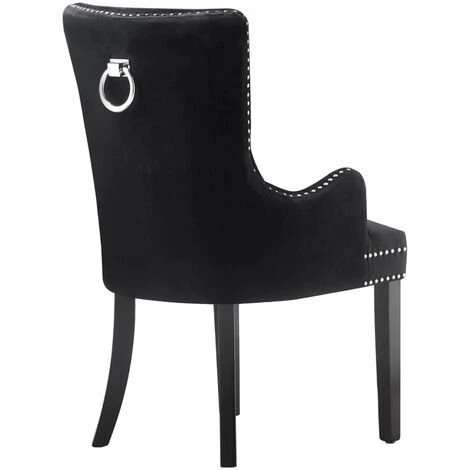 LIFE INTERIORS Lot De 2 Chaises Capitonnées En Velours Noires - Avec Accoudoirs - Style Classique & Design - Pieds En Bois - Salle à Manger, Salon Ou Coiffeuse - Noir 7 LIFE INTERIORS Lot De 2 Chaises Capitonnées En Velours Noires - Avec Accoudoirs - Style Classique & Design - Pieds En Bois - Salle à Manger, Salon Ou Coiffeuse - Noir – Image 5