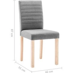 VidaXL Chaises De Salle à Manger 6 Pcs Gris Clair Tissu - Gris 9 VidaXL Chaises De Salle à Manger 6 Pcs Gris Clair Tissu - Gris -banc et tabouret Soldes Boutique 45870337 3