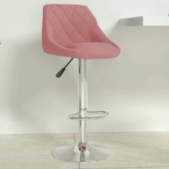 Tabouret De Bar Velours Rose VidaXL