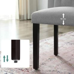 SONGMICS Lot De 2 Chaises De Salle à Manger, Sièges De Cuisine à Dossier Haut, Pieds En Bois Massif, Rembourrée, Tissu En Coton-Lin, Gris Clair LDC027G01 - Gris -banc et tabouret Soldes Boutique 45875383 4