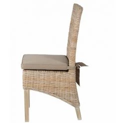ZAGO Chaise Tressée Demi Kubu Pieds Teck Teinté Lin - Naturel Clair -banc et tabouret Soldes Boutique 46244227 3