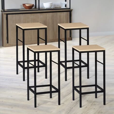 IDMARKET Lot De 4 Tabourets De Bar DETROIT Design Industriel 3 IDMARKET Lot De 4 Tabourets De Bar DETROIT Design Industriel