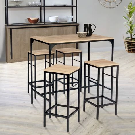 IDMARKET Lot De 4 Tabourets De Bar DETROIT Design Industriel 6 IDMARKET Lot De 4 Tabourets De Bar DETROIT Design Industriel – Image 4