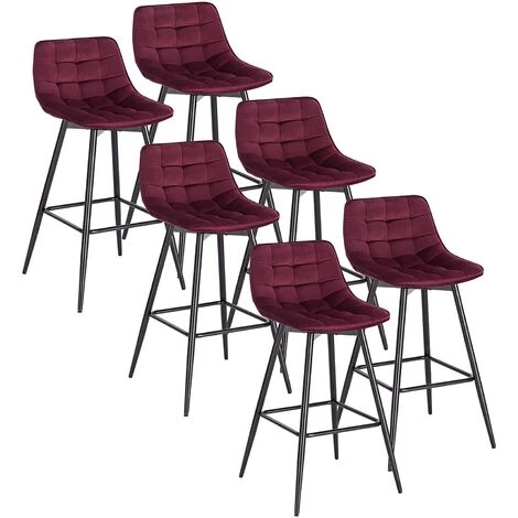 WOLTU 6X Tabouret De Bar. Chaise De Bar. Assise Rembourrée En Velours Avec Pieds Et Repose-Pieds En Métal.Bordeaux 3 WOLTU 6X Tabouret De Bar. Chaise De Bar. Assise Rembourrée En Velours Avec Pieds Et Repose-Pieds En Métal.Bordeaux