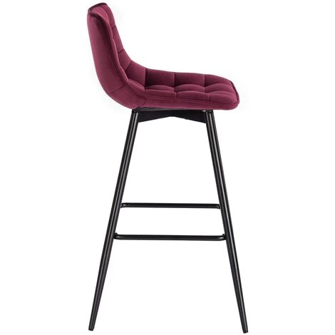 WOLTU 6X Tabouret De Bar. Chaise De Bar. Assise Rembourrée En Velours Avec Pieds Et Repose-Pieds En Métal.Bordeaux 4 WOLTU 6X Tabouret De Bar. Chaise De Bar. Assise Rembourrée En Velours Avec Pieds Et Repose-Pieds En Métal.Bordeaux – Image 2