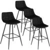 WOLTU 4X Tabouret De Bar. Chaise De Bar. Assise Rembourrée En Velours Avec Pieds Et Repose-Pieds En Métal.Noir - Noir -banc et tabouret Soldes Boutique 46355681 1