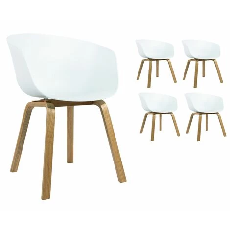 KOSMI Lot De 4 Chaises Scandinaves Très Confortables Avec Coque En Résine Blanche Et Pieds Bois 3 KOSMI Lot De 4 Chaises Scandinaves Très Confortables Avec Coque En Résine Blanche Et Pieds Bois