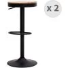 MOLOO WOOD - Tabouret De Bar Réglable Industriel Chêne Et Pieds Métal Noir (x2) - Noir 1 MOLOO WOOD - Tabouret De Bar Réglable Industriel Chêne Et Pieds Métal Noir (x2) - Noir -banc et tabouret Soldes Boutique 46678089 1