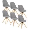 WOLTU Lot De 6 Chaise De Salle à Manger.siège En Lin.Chaise De Cuisine.pied En Bois.style Nordique.Gris
