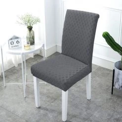 SUPERSELLER Housse De Chaise Housse De Chaise En Tandem De Couleur Solide Housse De Chaise élastique D'hôtel Domestique Housse De Chaise Jacquard Rhombus - Gris
