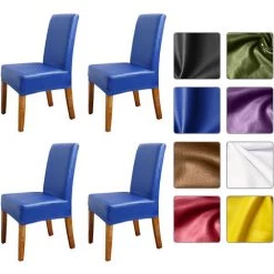 SUPERSELLER Housse De Chaise Housse De Chaise Semi-emballée En PU 4pcs - Bleu