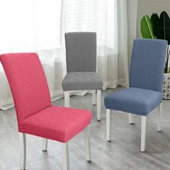 SUPERSELLER Housse De Chaise Housse De Chaise En Tandem De Couleur Solide Housse De Chaise élastique Hôtelière Jacquard De Style Européen - Beige -banc et tabouret Soldes Boutique 46772872 4