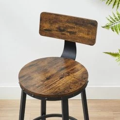 SONGMICS VASAGLE Lot De 2, Chaises De Bar, Tabourets Hauts, Avec Dossier, Siège De Cuisine, Cadre En Acier, Montage Facile, Siège De 62,5 Cm De Haut, Style Industriel, Marron Rustique Et Noir LBC076B01 - Marron Rustique Et Noir -banc et tabouret Soldes Boutique 47158004 2