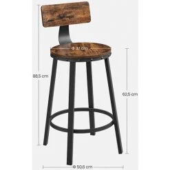 SONGMICS VASAGLE Lot De 2, Chaises De Bar, Tabourets Hauts, Avec Dossier, Siège De Cuisine, Cadre En Acier, Montage Facile, Siège De 62,5 Cm De Haut, Style Industriel, Marron Rustique Et Noir LBC076B01 - Marron Rustique Et Noir -banc et tabouret Soldes Boutique 47158004 5