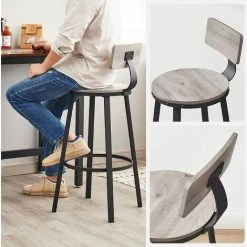 SONGMICS VASAGLE Lot De 2, Chaises De Bar, Tabourets Hauts, Avec Dossier, Siège De Cuisine, Cadre En Acier, Montage Facile, Siège De 73 Cm De Haut, Style Industriel, Grège Et Noir LBC026B02 9 SONGMICS VASAGLE Lot De 2, Chaises De Bar, Tabourets Hauts, Avec Dossier, Siège De Cuisine, Cadre En Acier, Montage Facile, Siège De 73 Cm De Haut, Style Industriel, Grège Et Noir LBC026B02 -banc et tabouret Soldes Boutique 47158009 3