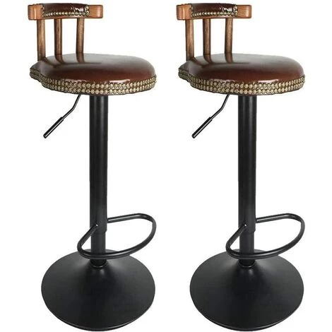 UNHO Lot De 2 Tabouret De Bar Industriel Réglable En Hauteur De 60-80cm Avec Dossier Et Repos-Pieds Siège De Bar En Bois Et Metal - Vin Rouge 3 UNHO Lot De 2 Tabouret De Bar Industriel Réglable En Hauteur De 60-80cm Avec Dossier Et Repos-Pieds Siège De Bar En Bois Et Metal - Vin Rouge